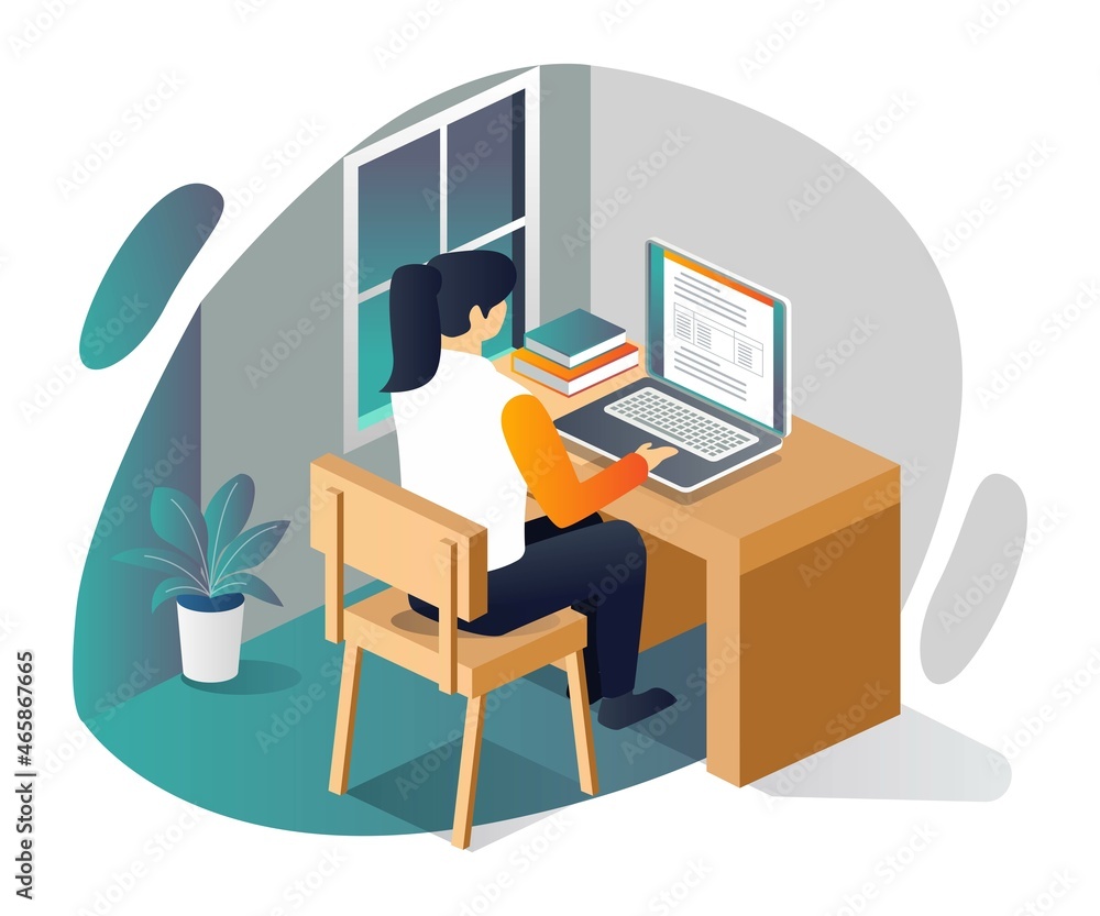 Girl working in room with laptop Girl working in room with laptop