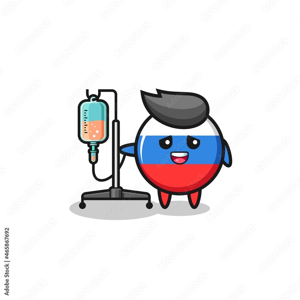 Obraz premium cute russia flag character standing with infusion pole