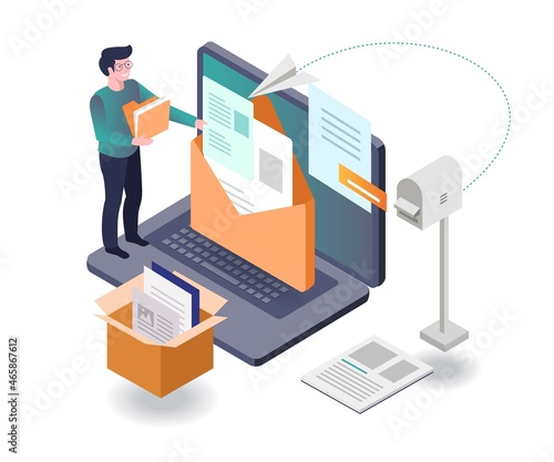 Men send data and documents via email