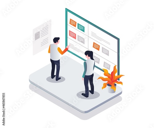 Make a plan on the scrum board in isometric design