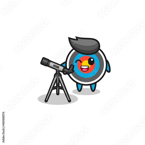 target archery astronomer mascot with a modern telescope