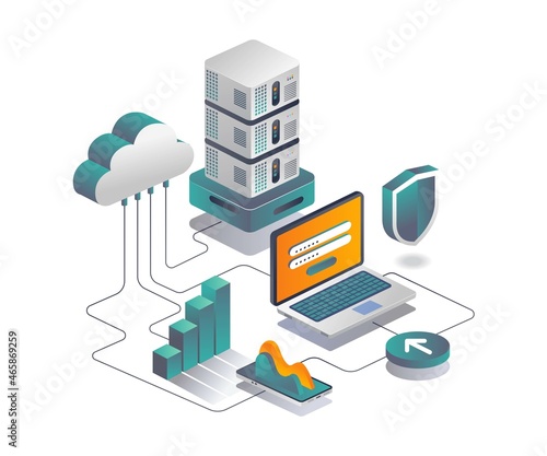Cloud server data security analysis in isometric design