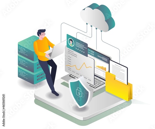 Cloud server data analysis security officer