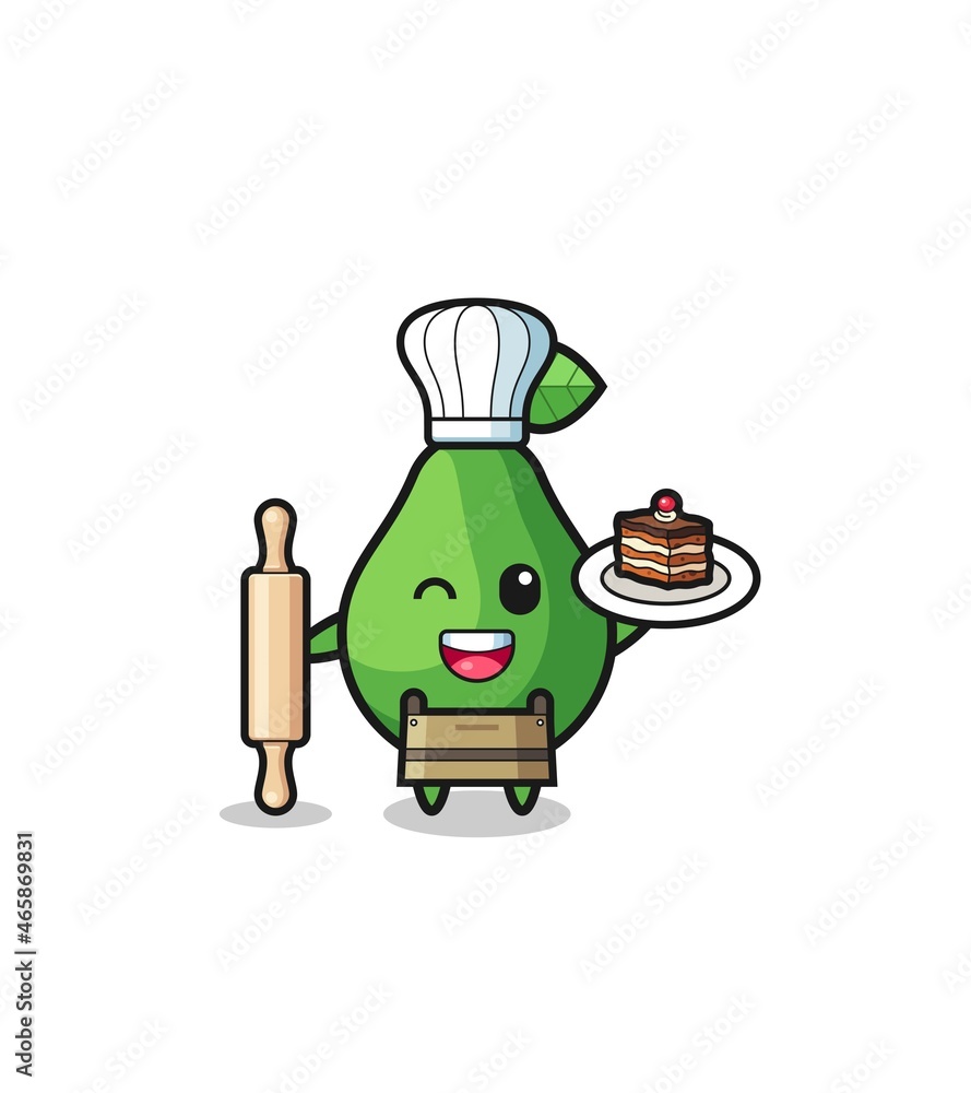 avocado as pastry chef mascot hold rolling pin avocado as pastry chef mascot hold rolling pin