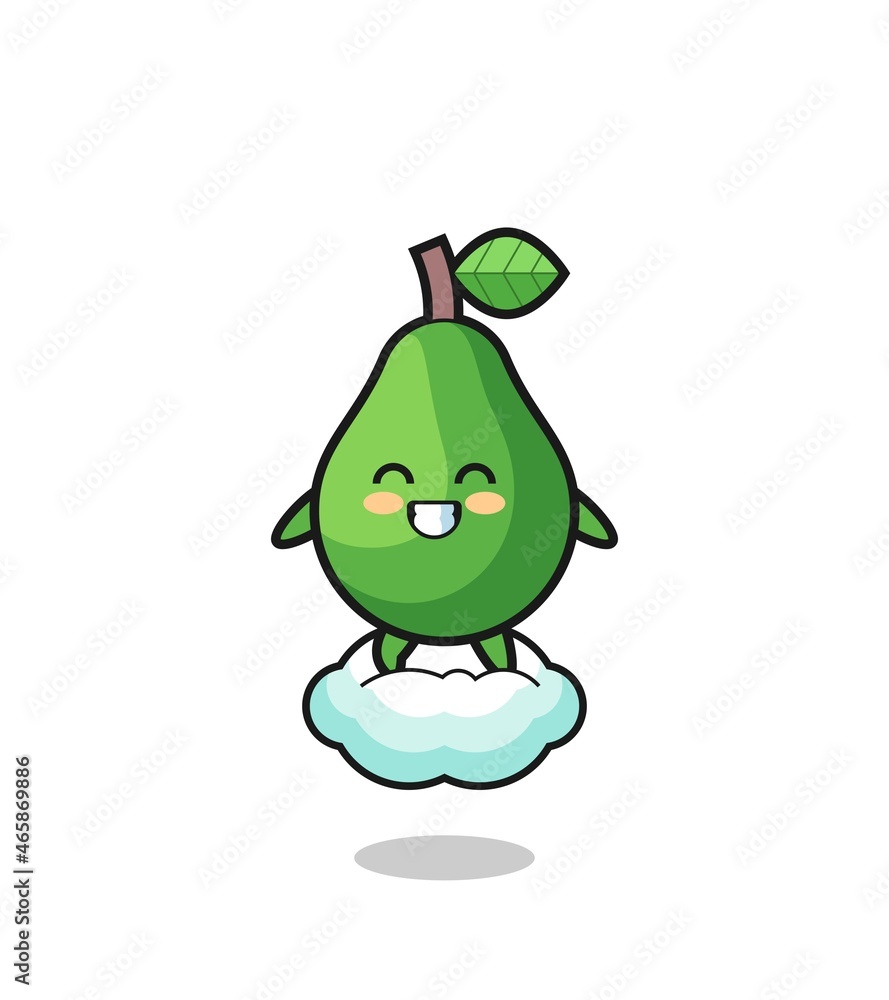 cute avocado illustration riding a floating cloud cute avocado illustration riding a floating cloud