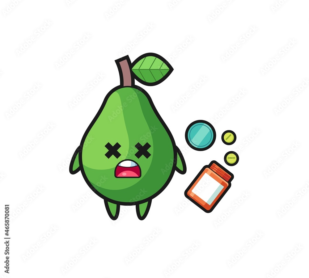 illustration of overdose avocado character illustration of overdose avocado character