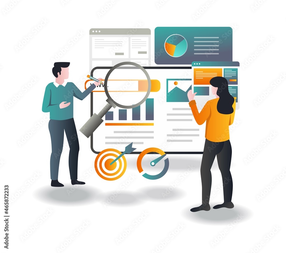 A couple is looking for and selecting data A couple is looking for and selecting data