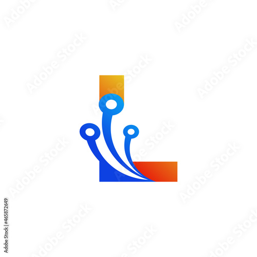 Initial Letter L Technology Logo Design Template Element