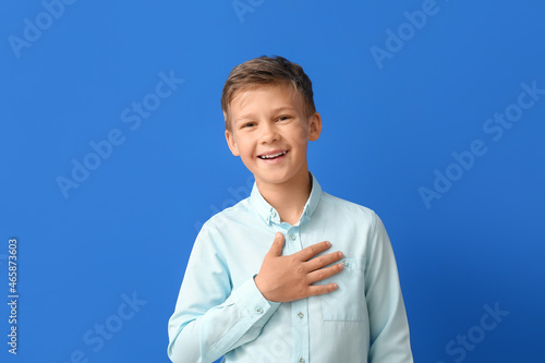Laughing little boy in shir...