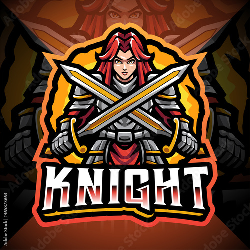 Women knight esport mascot logo design