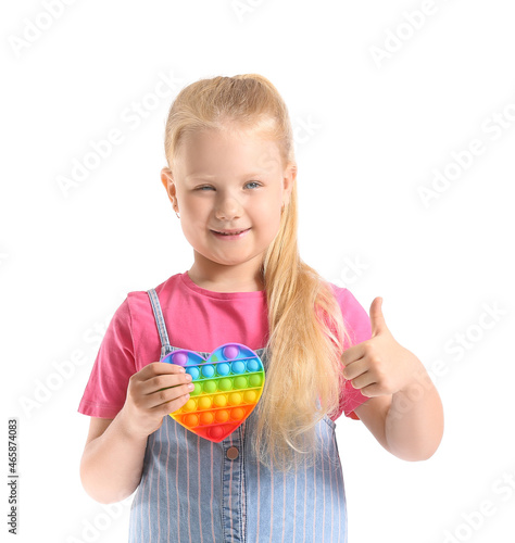 Pretty girl holding pop it ...