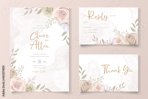 Beautiful roses invitation card template