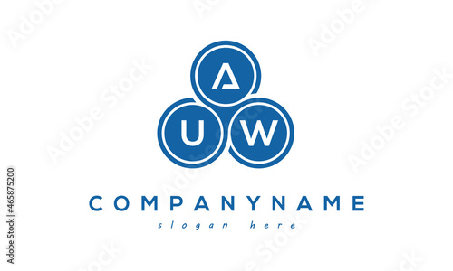 AUW three letters creative circle logo design with blue photo