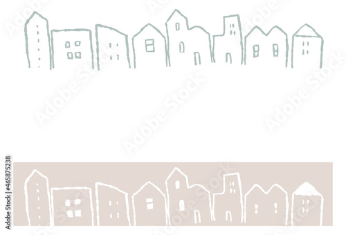 並んだ家の手描き線画