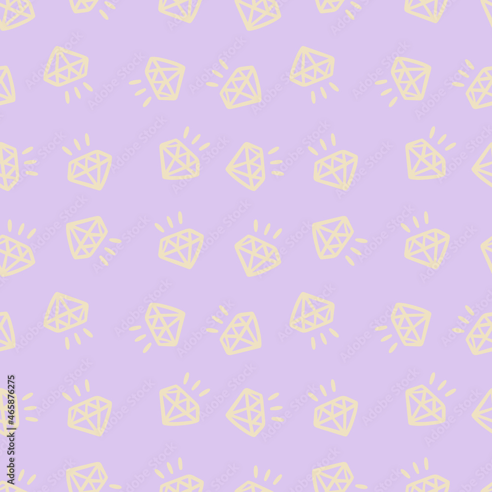 Hand-draw doodle pattern of diamond in vector. Idea for gift wrapping, backgrounds, prints, illustrations and backgrounds.