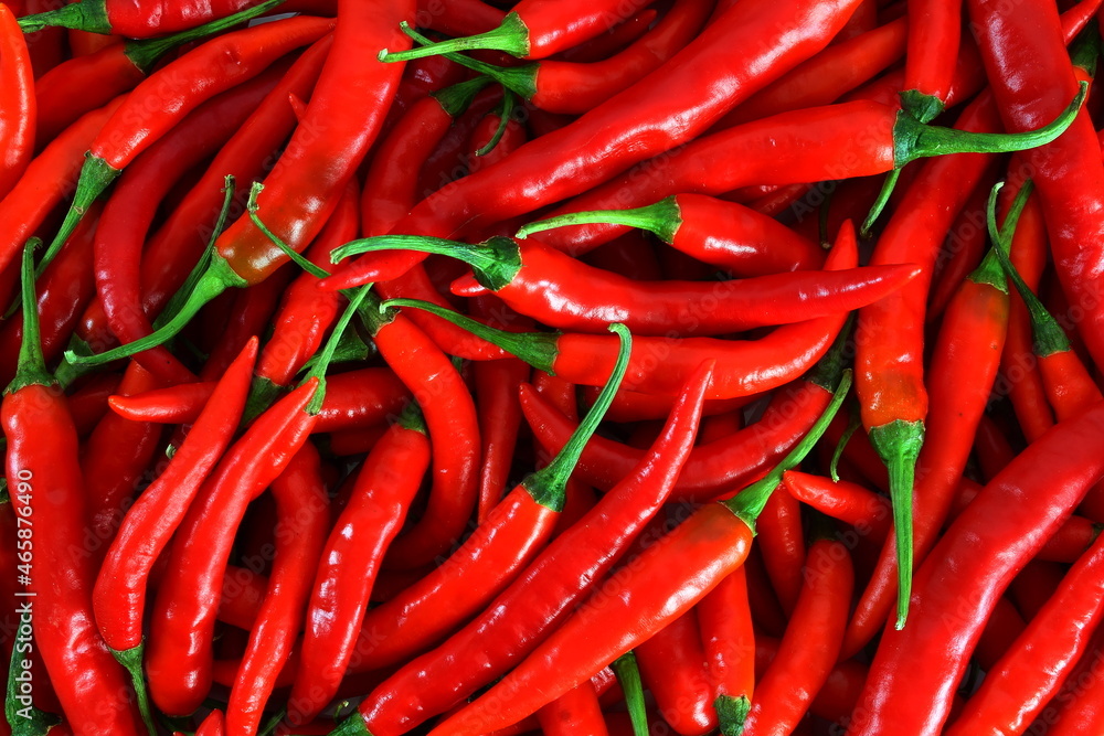 heap of red hot chili pepper as background