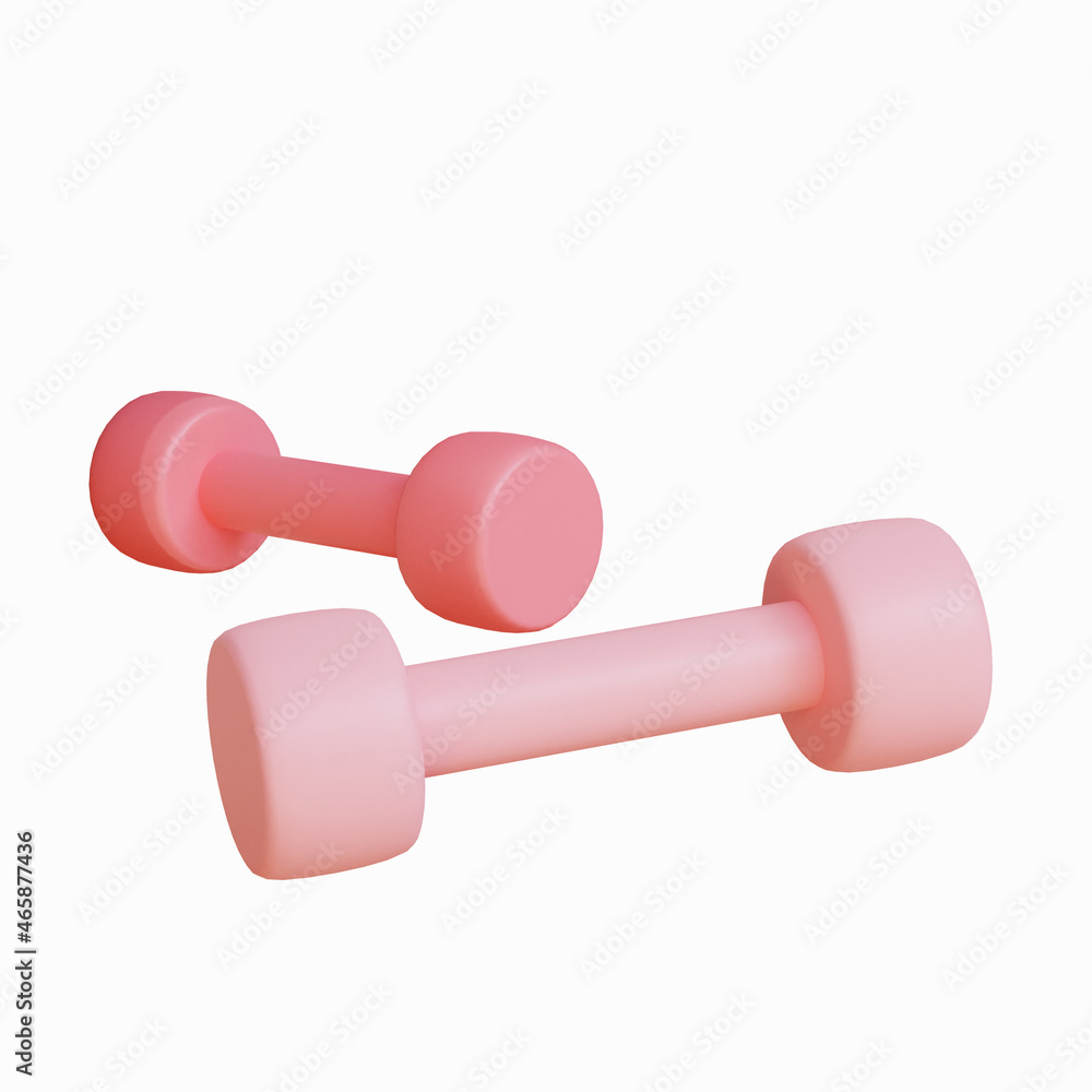 3d rendering pink dumbbell object with white background 3d rendering pink dumbbell object with white background