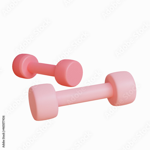 3d rendering pink dumbbell object with white background