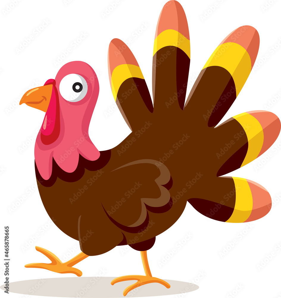 Fototapeta premium Cheerful Thanksgiving Turkey Vector Cartoon Illustration 