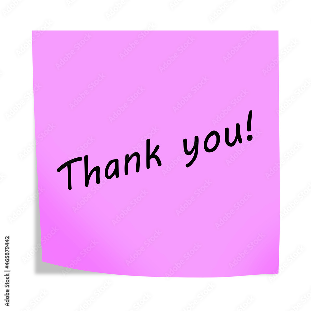 A Thank you 3d illustration post note reminder on white with clipping path A Thank you 3d illustration post note reminder on white with clipping path