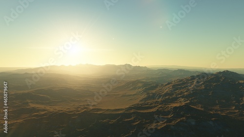 alien planet landscape sci fi spatial background  view from planet surface with spectacular sky  realistic digital illustration