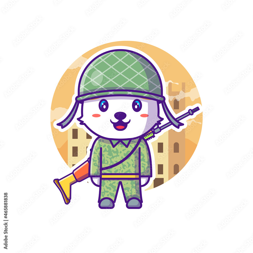Cute Soldier Army Mascot Cartoon Illustration Cute Soldier Army Mascot Cartoon Illustration