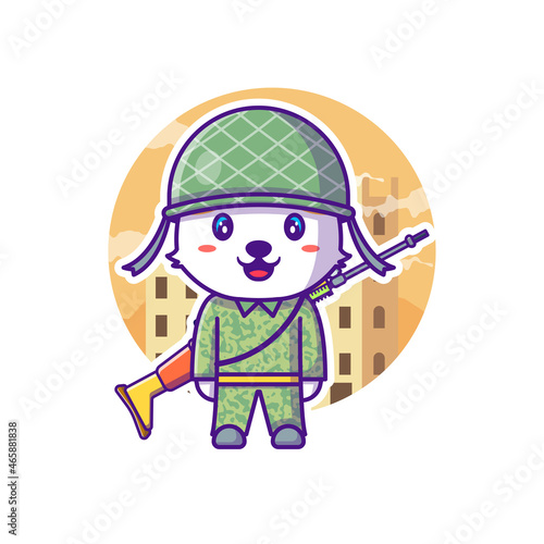 Cute Soldier Army Mascot Cartoon Illustration