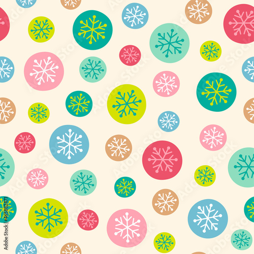 Colorful snowflakes seamless pattern background.
