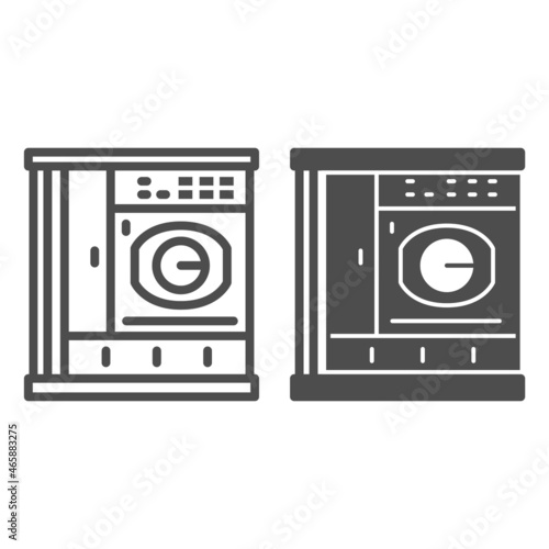 Large washing machine line and solid icon, dry cleaning concept, large capacity laundry washer vector sign on white background, outline style icon for mobile concept and web design. Vector graphics.