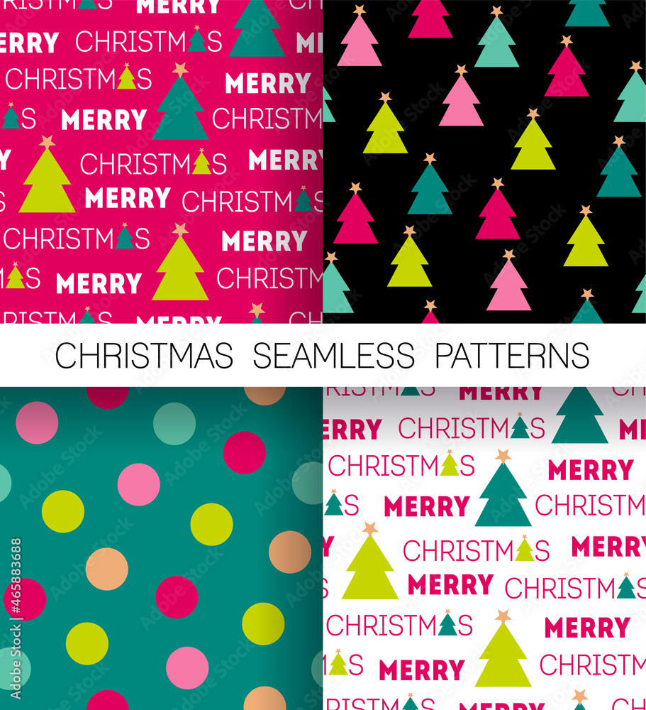 Set of christmas elements seamless pattern background.