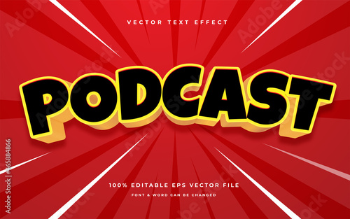 podcast cartoon editable text effect
