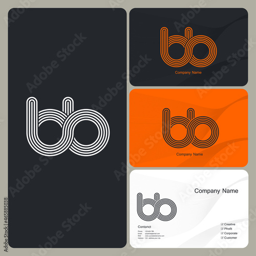 abstract geometric logo BB teamwork team. suitable for company BB lettering, B&B logo icon with business card vector template.
