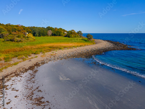 Crescent Beach aerial view next to Seapoint on Gerrish Island in Kittery Point, town of Kittery, Maine ME, USA.  photo