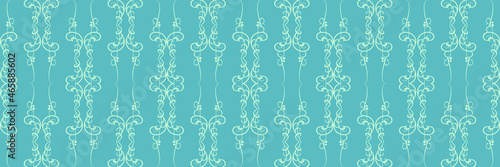 Beautiful background image with floral ornaments on a blue green background. Seamless background for wallpaper, textures. Vector illustration.