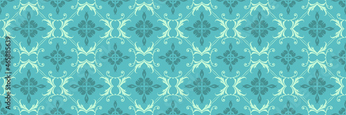 Abstract background image with floral ornaments on a blue and green background. Seamless background for wallpaper, textures. Vector image.