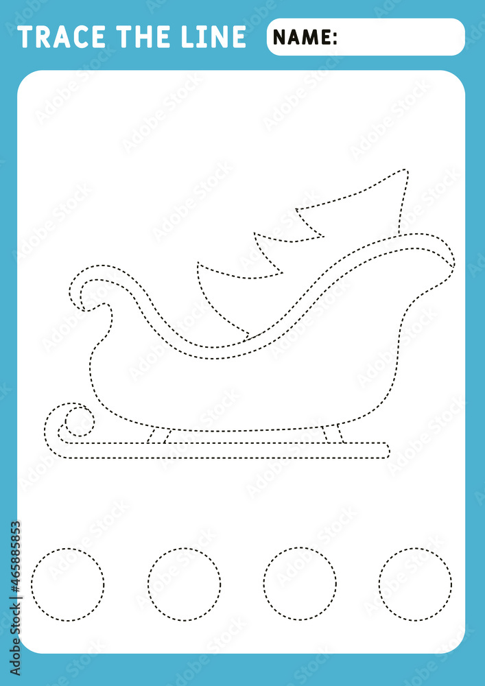 Christmas sleigh santa claus. Preschool worksheet for practicing fine