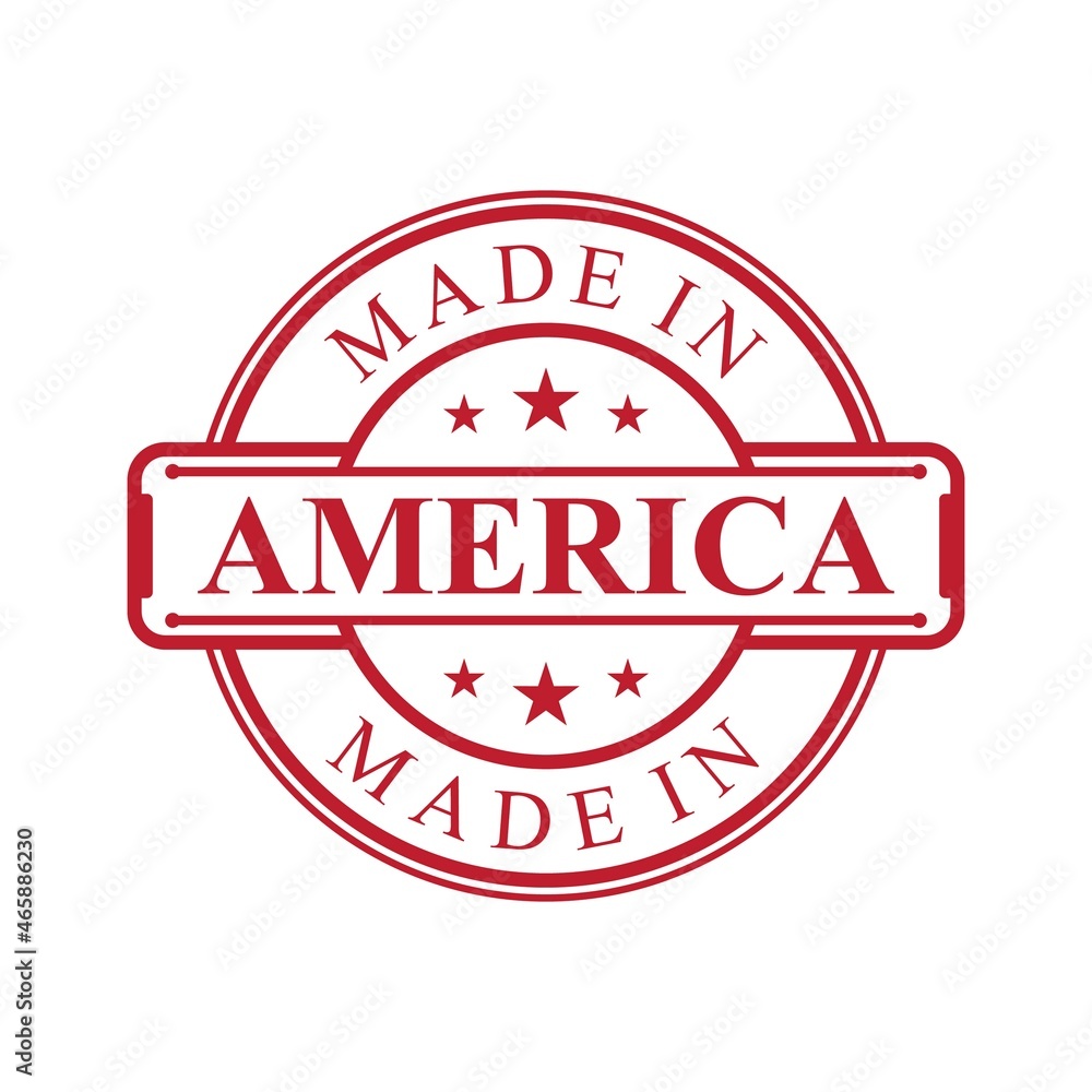 Made in America label icon with red color emblem Made in America label icon with red color emblem
