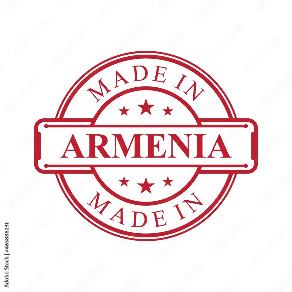 Made in Armenia label icon with red color emblem Made in Armenia label icon with red color emblem