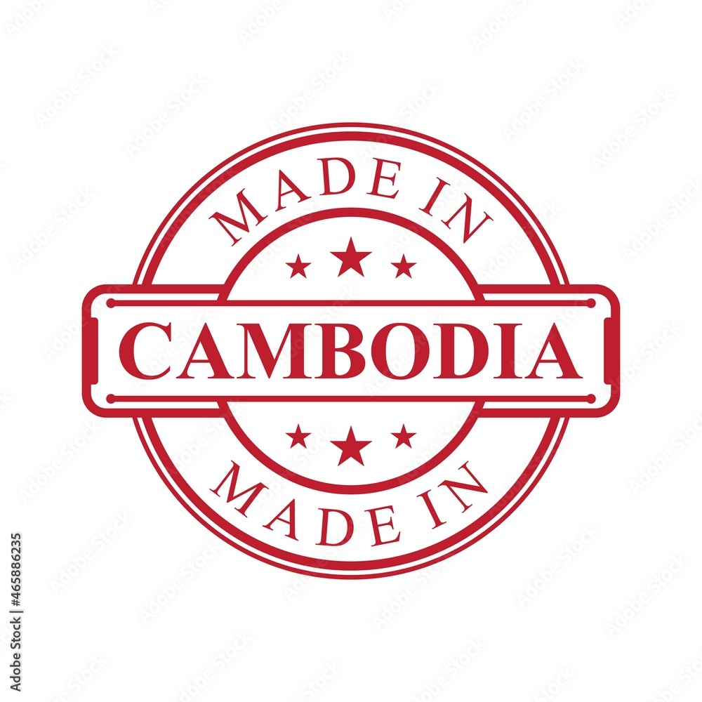 Made in Cambodia label icon with red color emblem Made in Cambodia label icon with red color emblem