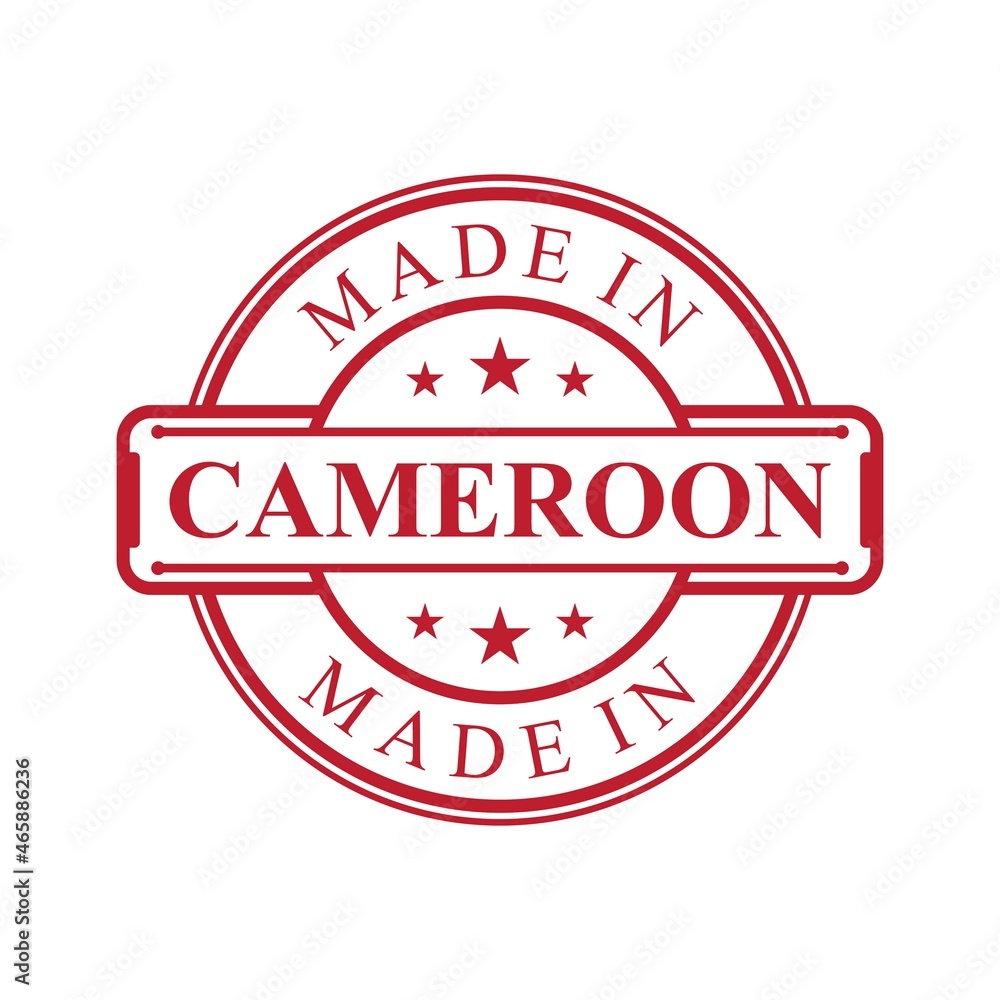 Made in Cameroon label icon with red color emblem Made in Cameroon label icon with red color emblem