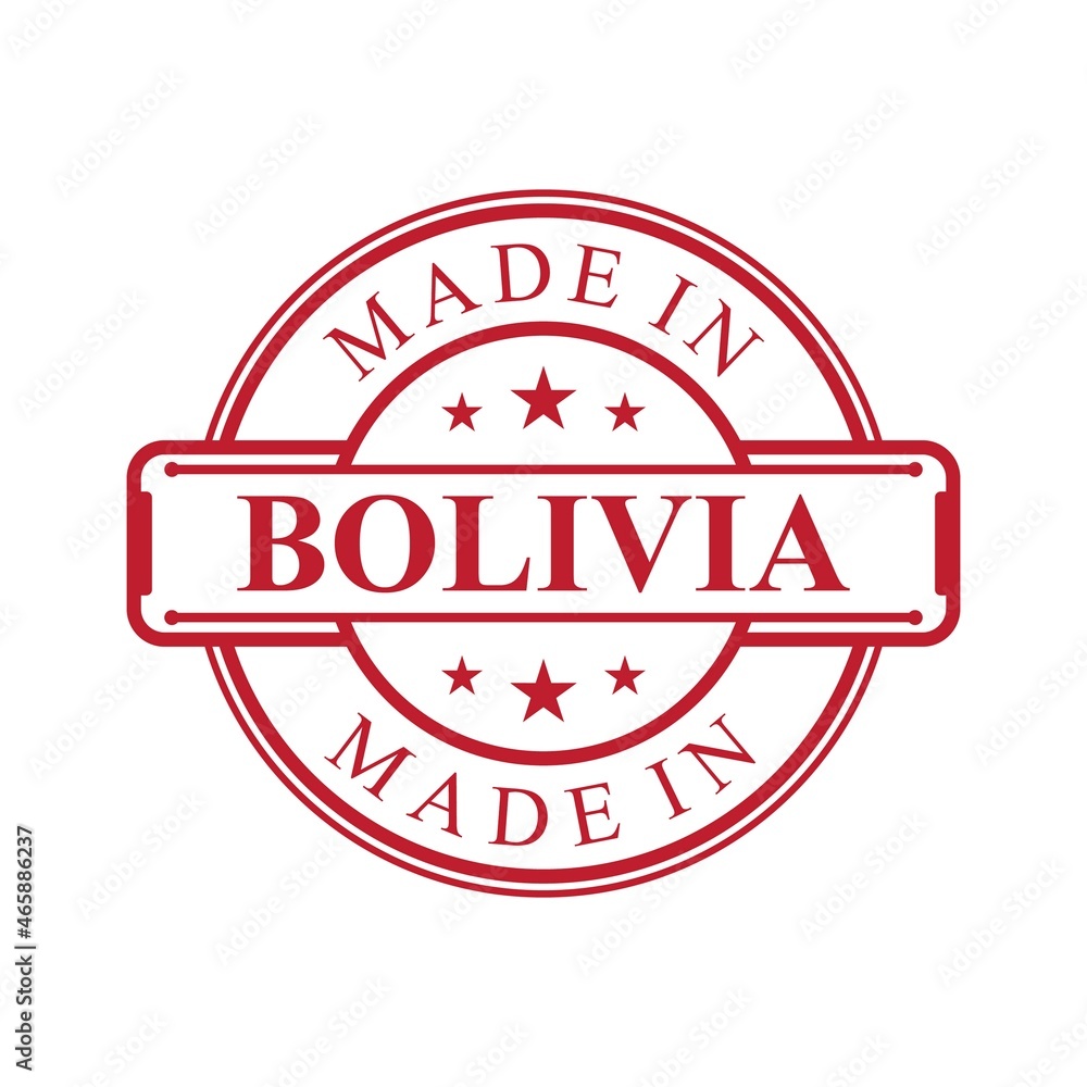 Made in Bolivia label icon with red color emblem Made in Bolivia label icon with red color emblem