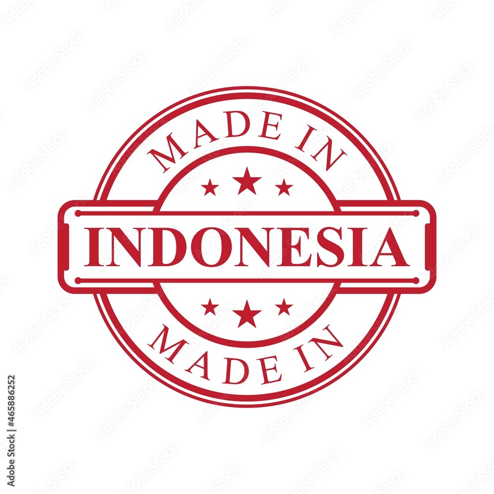 Made in Indonesia label icon with red color emblem Made in Indonesia label icon with red color emblem
