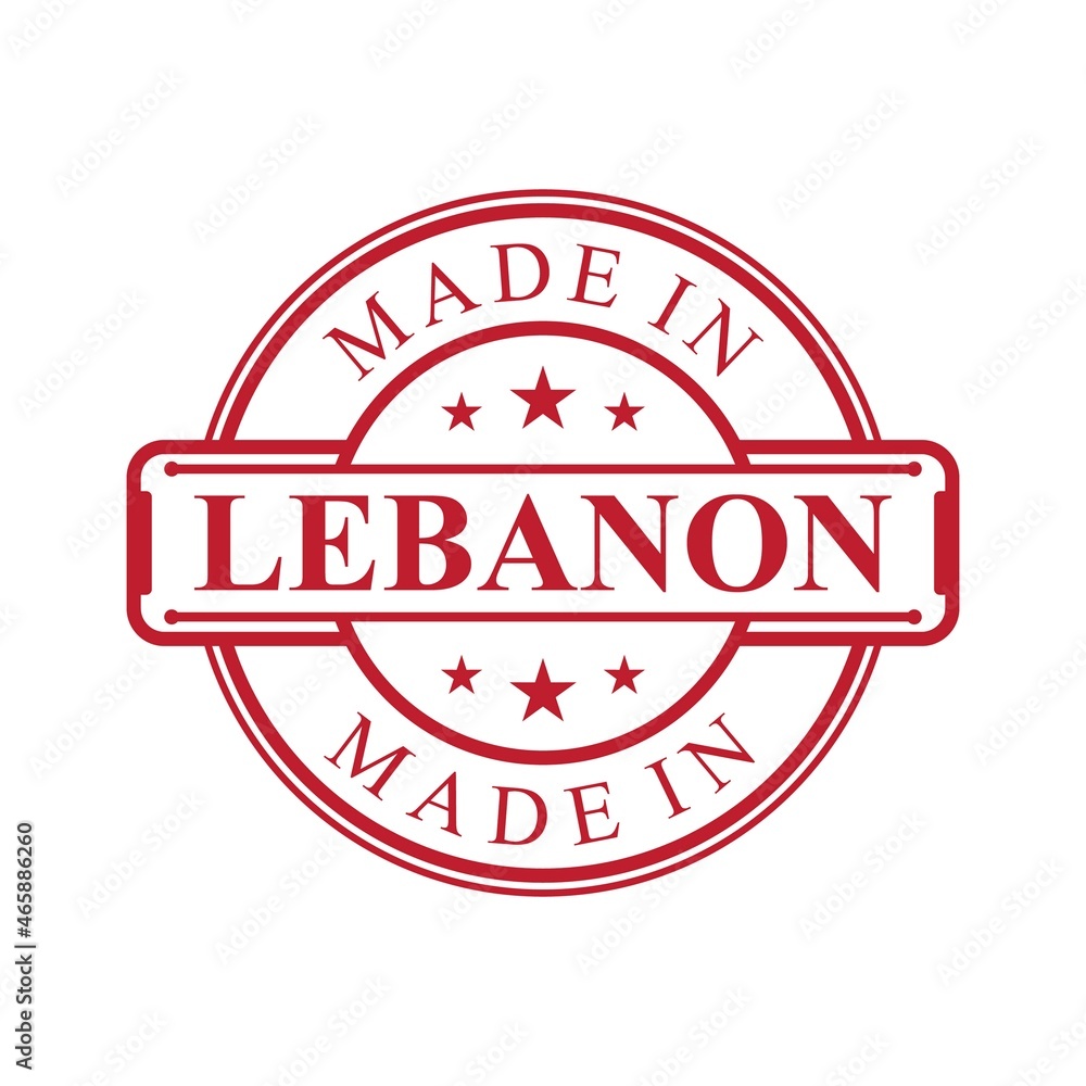Made in Lebanon label icon with red color emblem Made in Lebanon label icon with red color emblem