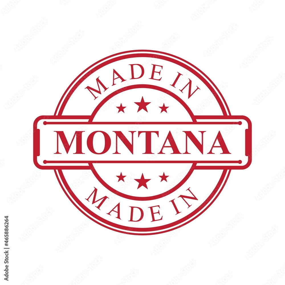 Made in Montana label icon with red color emblem Made in Montana label icon with red color emblem