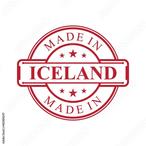 Made in Iceland label icon with red color emblem