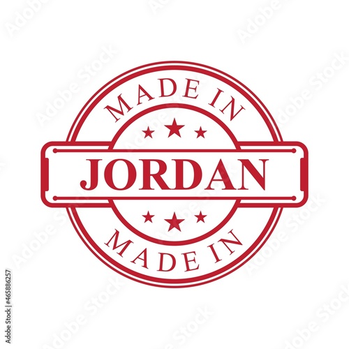 Made in Jordan label icon with red color emblem
