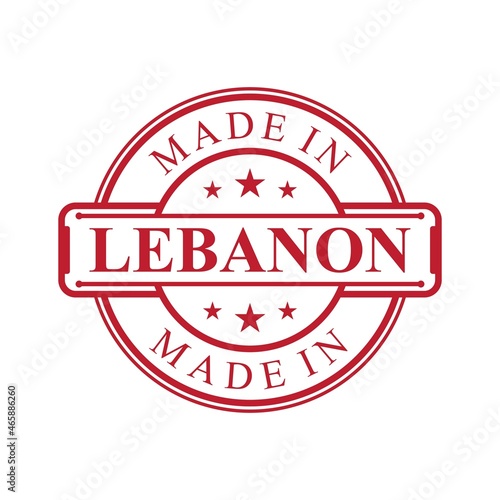 Made in Lebanon label icon with red color emblem
