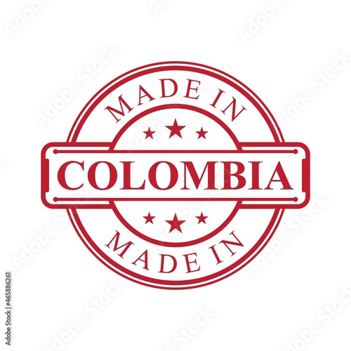 Made in Colombia label icon with red color emblem