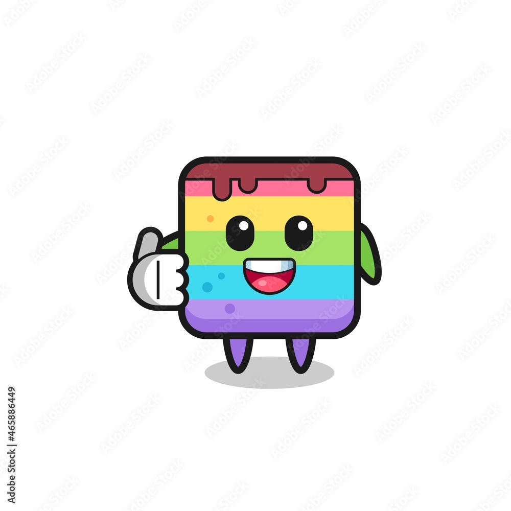 rainbow cake mascot doing thumbs up gesture rainbow cake mascot doing thumbs up gesture