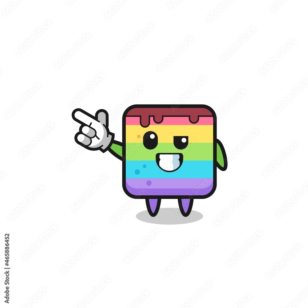 rainbow cake mascot pointing top left rainbow cake mascot pointing top left